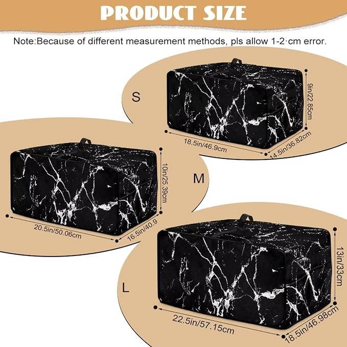 Air Fryer Toaster Oven Dust Cover Protective Microwave Oven Cover with Pockets, Dust-proof Countertop Appliance Protector, S, 14.5 x 18.5 x 9 Inches, Black Marble White Crack