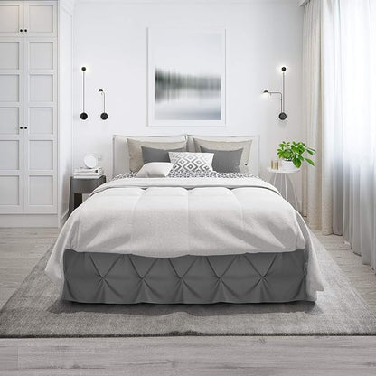 Nestl Grey Bed Skirt Twin Size, Pinch Pleat Twin Bed Skirt, 14" Inch Drop Twin Bedskirt, Hotel Quality Grey Bed Skirts, Premium Microfiber Bedskirt for Twin Bed, Grey Twin Bed Skirt