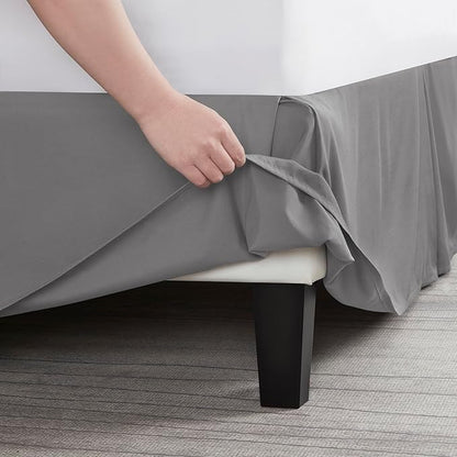 Nestl Grey Bed Skirt Queen Size - Queen Bed Skirt 14 Inch Drop - Brushed Microfiber Bed Skirts - Hotel Quality Pleated Bed Skirt - Shrinkage & Fade Resistant