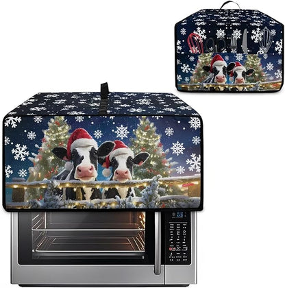 Air Fryer Toaster Oven Dust Cover Protective Microwave Oven Cover Small Electric Appliance Protector Decorations Kitchen Accessories, L, Christmas Hat Cow Snowflake