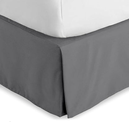 Bare Home King Bed Skirt - 15-Inch Tailored Drop Easy Fit - Bed Skirt for Beds - Center & Corner Pleats (King, Grey)