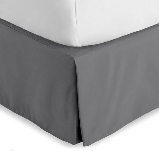 Bare Home King Bed Skirt - 15-Inch Tailored Drop Easy Fit - Bed Skirt for Beds - Center & Corner Pleats (King, Grey)
