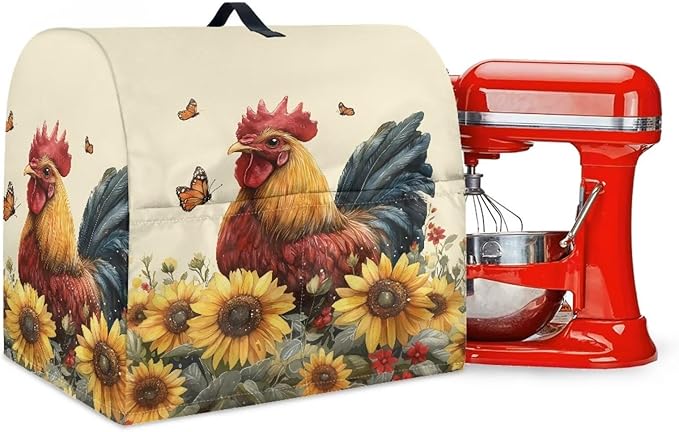 Stand Mixer Covers for 4.5-5 Quart Mixer Rooster with Butterfly Mixer Covers Protector Kitchen Aid Mixer Cover Accessories Decoration