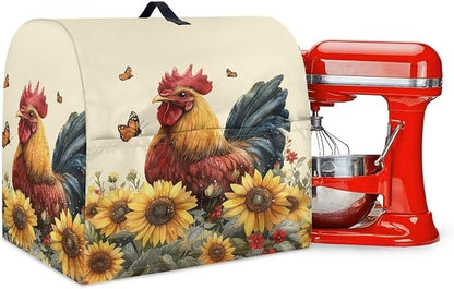 Stand Mixer Covers for 4.5-5 Quart Mixer Rooster with Butterfly Mixer Covers Protector Kitchen Aid Mixer Cover Accessories Decoration