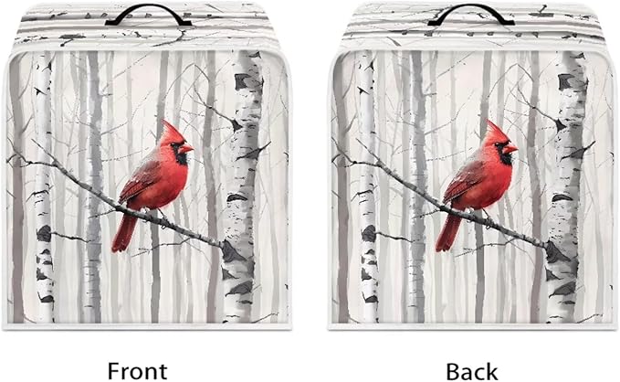 Christmas Cardinal Coffee Maker Cover for Kitchen Counter, Washable Small Appliance Covers with Handle