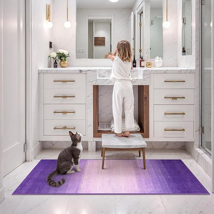 Wonnitar Washable Purple 2x6 Runner Rug, Non-Skid Modern Ombre Bathroom Runner, Non-Shedding Soft Low Pile Laundry Room Rug Contemporary Carpet Runner for Bath Kitchen Hallway (Purple, 2'x6')