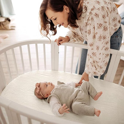 lulumoon Baby Muslin Bassinet Sheets: Cotton Bassinet Sheets Neutral for Boys and Girls - Fitted for Oval Rectangle or Hourglass
