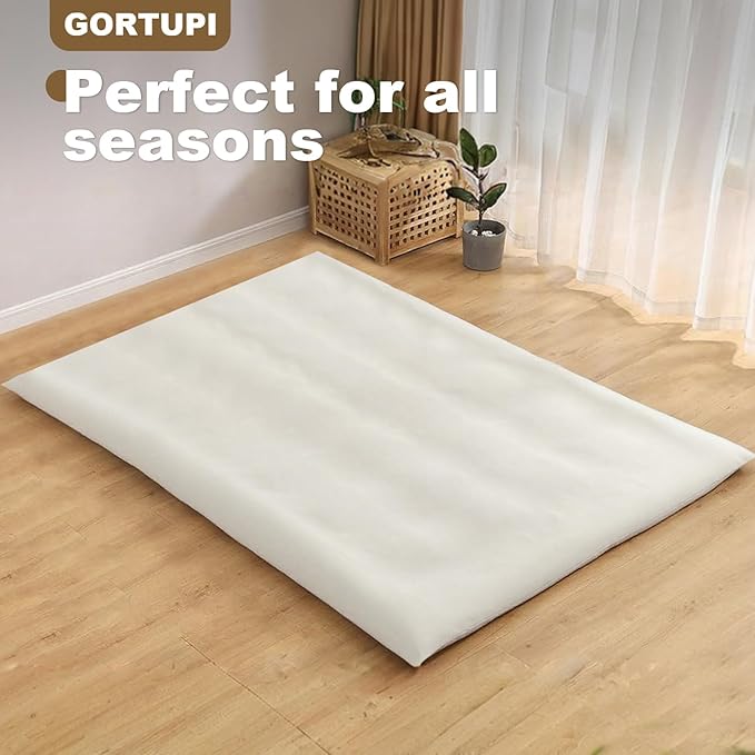Floor Futon Cover King Size 84" L x 43" W Japanese Floor Futon Mattress Slipcover Tatami Mats Cover Washable Beige