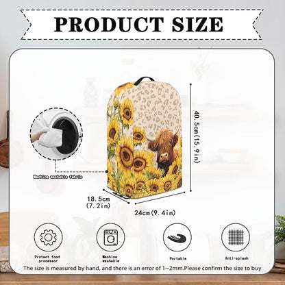 Leopard Cow Sunflower Blender Cover Stand Mixer Covers Anti Fingerprint Dust Covers Juicer Cover for Home Kitchen Universal Appliance