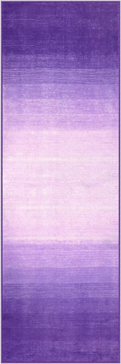 Wonnitar Washable Purple 2x6 Runner Rug, Non-Skid Modern Ombre Bathroom Runner, Non-Shedding Soft Low Pile Laundry Room Rug Contemporary Carpet Runner for Bath Kitchen Hallway (Purple, 2'x6')