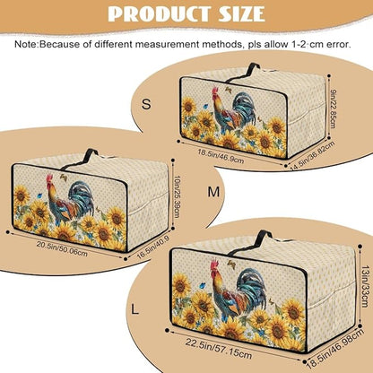 Microwave Oven Dust Cover Waterproof Dustproof Microwave Toaster Oven Cover Fabric Kitchen Machine Covers for Toaster Oven Air Fryer, Rooster Chicken Sunflower Butterfly Polka Dot Print, L