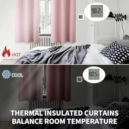 BGment Baby Pink Blackout Curtains 40 Inch Length for Short Window - Small Thermal Insulated Drapes with Rod Pocket Darkening Privacy for Cafe Kitchen Bathroom Girl Bedroom, 34 x 40 Inch, 2 Panels
