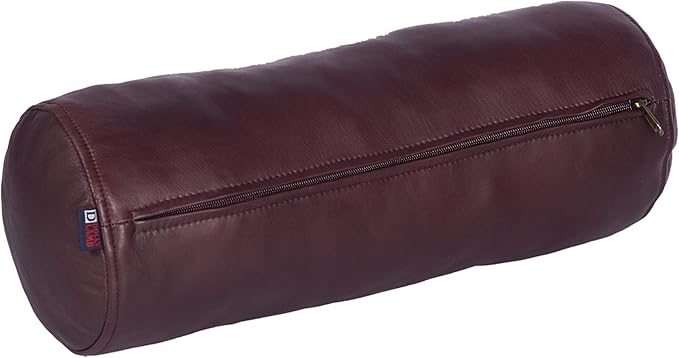 Neck Roll Pillow Cushion Cover, 16x6 Inch Full Moon Round Bolster Pillow Case, Cylinder Soft Lambskin Leather Pillowcase for Head, Spine & Neck Support During Sleep - Dark Maroon Pack of 1