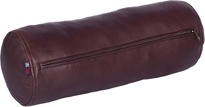 Neck Roll Pillow Cushion Cover, 16x6 Inch Full Moon Round Bolster Pillow Case, Cylinder Soft Lambskin Leather Pillowcase for Head, Spine & Neck Support During Sleep - Dark Maroon Pack of 1