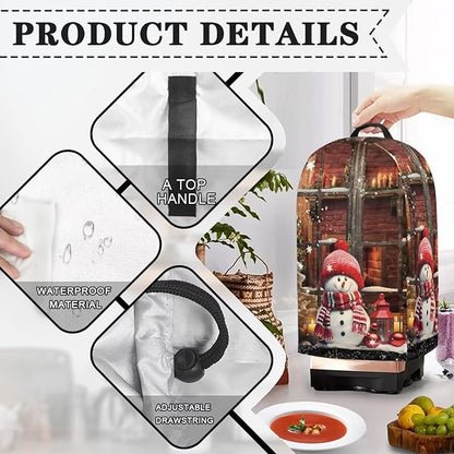 Christmas Snowman Blender Dust Covers with Drawstring, Stand Mixer or Coffee Maker Appliance Cover, Anti Fingerprint Dust Proof Stain Resistant Blender Cover for Home Kitchen