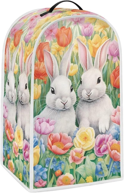 Easter Bunny Blender Cover Dust Cover Universal for Small Kitchen Appliance, Tulip Flower Food Processor Protector Cover Foldable Coffee Maker Cover Tabletop Decoration