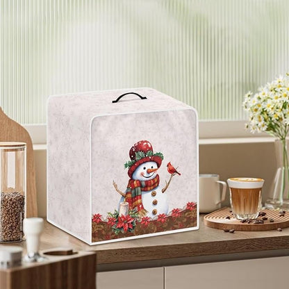 Christmas Coffee Maker Cover, Cute Snowman Cardinal Coffee Dust Protector Washable Foldable