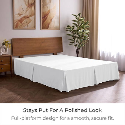 Mellanni Bed Skirt Twin Size - Bed Skirting - 15-Inch Tailored Drop Pleated Dust Ruffle - Hotel Luxury Bedding - Wrinkle, Fade, Stain Resistant - 1 Bedskirt (Twin, White)