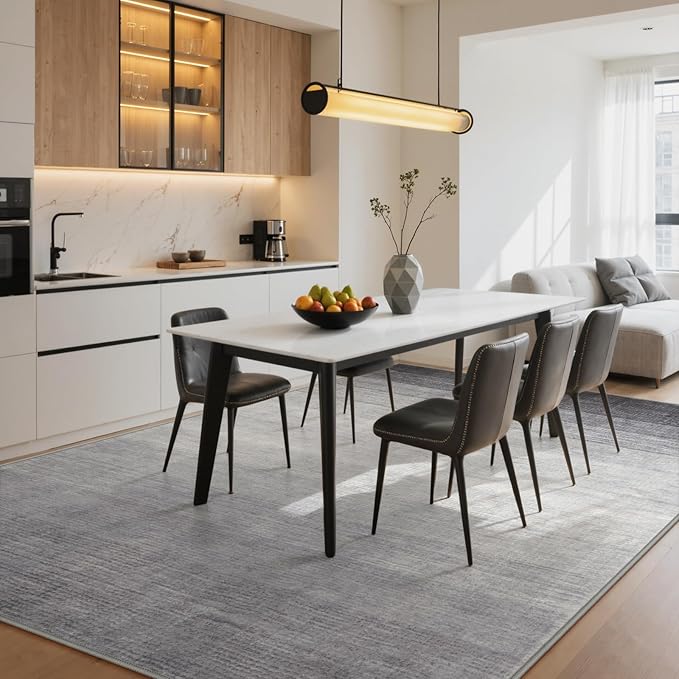 Wonnitar Modern Ombre 5x7 Grey Rugs for Living Room, Washable Large Bedroom Area Rug, Non-Slip Stain Resistant Dining Table Throw Mat, Abstract Carpet for Entry Basement Dorm (Grey, 5'x7')