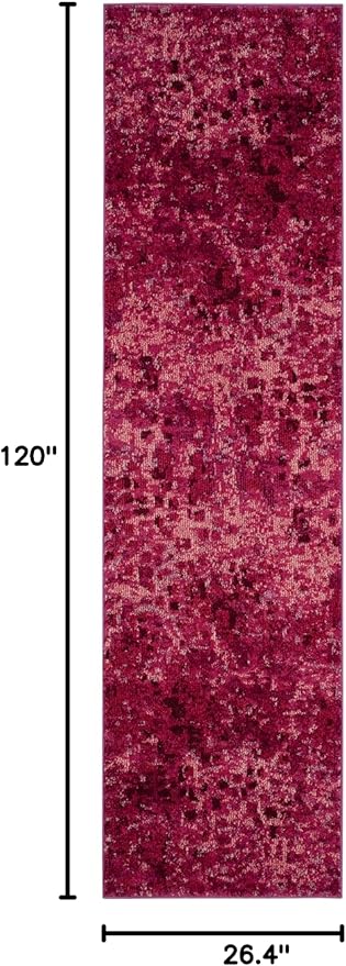 SAFAVIEH Monaco Collection Runner Rug - 2'2" x 10', Fuchsia, Boho Chic Abstract Watercolor Design, Non-Shedding & Easy Care, Ideal for High Traffic Areas in Living Room, Bedroom (MNC225F)