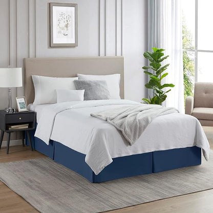 Nestl Navy Blue Twin XL Bed Skirt - Twin XL Size Bed Skirt 14 Inch Drop - Brushed Microfiber Bed Skirts - Hotel Quality Pleated Bed Skirt - Shrinkage & Fade Resistant