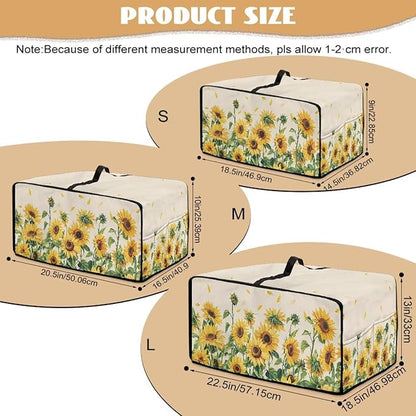 Convection Oven Cover with Storage Pockets, Dust-Proof Small Appliance Protector for Countertop Microwave Toaster Oven, S, 14.5 x 18.5 x 9 Inches, Sunflower Petals