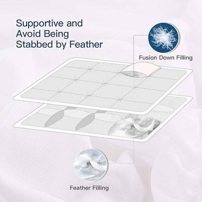 ELEMUSE Queen Size Extra Thick Fusion Goose Down Feather Filled Mattress Topper, Plush Fluffy Double Layer Pillowtop Mattress Pad Cover, Soft Featherbed with 8-21 Inch Deep Pocket