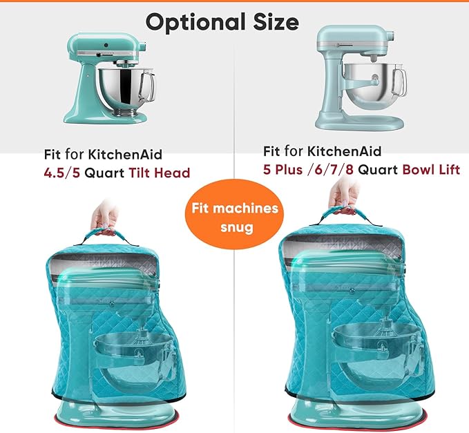 Stand Mixer Cover with Appliance Sliders Compatible with KitchenAd Mixer 6/7/8 Quart with Pockets for Kitchen Ad Accessories and Attachments