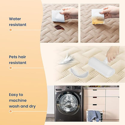 gogobunny 100% Double Sided Waterproof Dog Blanket Soft Bed Pet Cover Reversible Protect Furniture Couch Sofa Car for Puppy Cat Kids (Dark Beige/Light Beige, 82x82 Inch (Pack of 1))
