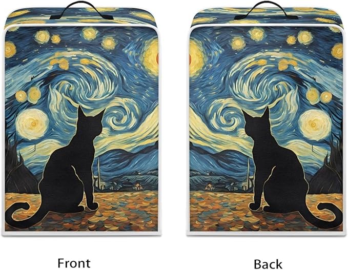Starry Night Cat Print Coffee Machines Covers - Dust Resistant Protective Covers For Coffee Makers, Blender, Mixer, Juice Machine - Dust Proof, Washable