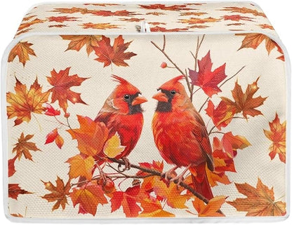 Cardinal Printed 2 Slice Kitchen Machine Covers, Maple Leaves Print Toaster Cover Fits Most Standard Toaster, Small Kitchen Appliance, Bread Maker Protector