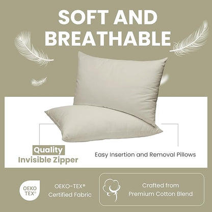 Haven & Glow Decorative Throw Pillow Cover – Square Cushion Case with Zipper | Modern Sofa, Couch & Bed Accent Pillow Covers for Living Room, Bedroom & Home Decor | 20 x 18 inches – Silver Blue – 2 Pc