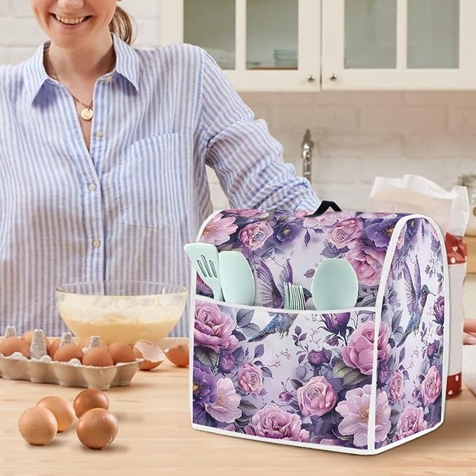 Hummingbird Stand Mixer Cover 6-8 Quart Floral Print Kitchen Appliance Covers Dust Protection Universal for Pressure Cooker Air Fryer Washable Kitchen Decoration Gift for Housewarming