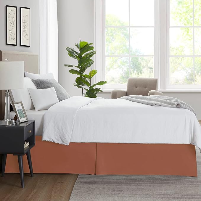 Nestl Rust Twin XL Bed Skirt - Twin XL Size Bed Skirt 14 Inch Drop - Brushed Microfiber Bed Skirts - Hotel Quality Pleated Bed Skirt - Shrinkage & Fade Resistant