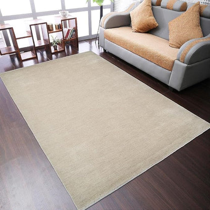 Hand Knotted Loom Wool ECO-Friendly Area Rugs - 3'x5', Rectangle, Beige Color, Solid Plain Design, High Pile Handmade Anti Skid Area Rugs for Living Room, Bed Room (L00111)