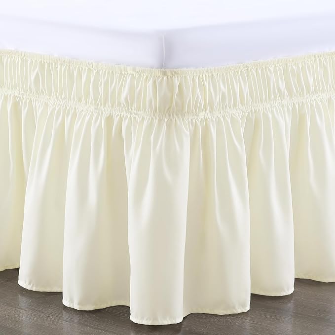 RIMELA Bed Skirt King Size 18 Inch Drop, Wrap Around Elastic Bedskirt Solid Microfiber Luxury Hotel Quality Fabric, Easy to Install Machine Washable Wrinkle & Fade Resistant, Butter Yellow