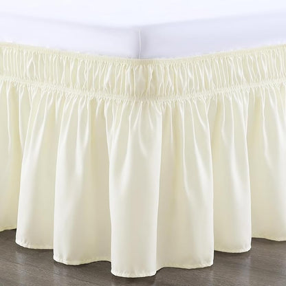 RIMELA Bed Skirt King Size 12 Inch Drop, Wrap Around Elastic Bedskirt Solid Microfiber Luxury Hotel Quality Fabric, Easy to Install Machine Washable Wrinkle & Fade Resistant, Butter Yellow