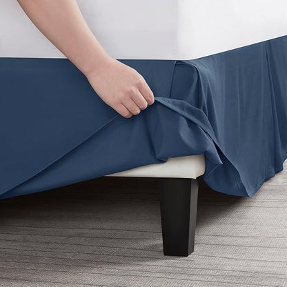 Nestl Navy Blue Bed Skirt Cal King Size - Cal King Bed Skirt 14 Inch Drop - Brushed Microfiber Bed Skirts - Hotel Quality Pleated Bed Skirt - Shrinkage & Fade Resistant