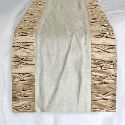 The HomeCentric King/Queen/Twin Brown Decorative Twin 53"x18" Bed Runner Without Pillow Cover, Patchwork, Pintucks Bed Scarf on Velvet Fabric - Cascade Pleats