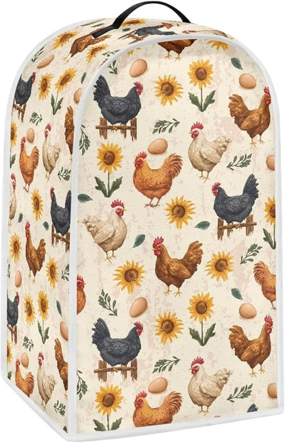 Talayituse Rooster Chicken Egg Sunflower Print Blender Dust Cover with Handle, Stand Mixer or Coffee Maker Appliance Covers Anti Fingerprint Dust Proof Stain Resistant Blender Cover for Home Kitchen