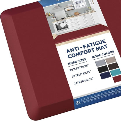 KitchenClouds Kitchen Mat Cushioned Anti Fatigue Rug 24"x70" Waterproof, Non Slip, Standing and Comfort Desk/Floor Mats for House Sink Office (Red)