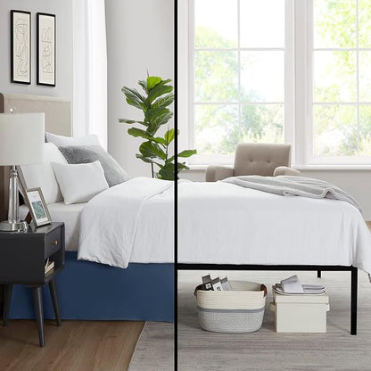 Nestl Navy Blue Bed Skirt Cal King Size - Cal King Bed Skirt 14 Inch Drop - Brushed Microfiber Bed Skirts - Hotel Quality Pleated Bed Skirt - Shrinkage & Fade Resistant
