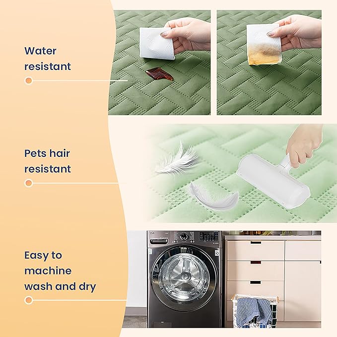 gogobunny 100% Double Sided Waterproof Dog Blanket Soft Pet Bed Cover Reversible Protect Furniture Couch Sofa Car for Puppy Cat Kids (Dark Green/Light Green, 82x82 Inch (Pack of 1))