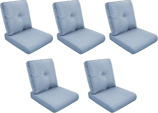 Patio Cushions for Outdoor Furniture - 22" x 25" x 4" UV Resistant Thick Foam Cushions Water Resistant Replacement Cushion for Outdoor Patio Furniture Chair/Sofa/Couch | Baby Blue | 5-Pack |