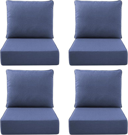 Luxury Outdoor Seat Cushion Set-22 x 24 x 6 Inch Outdoor Chair Cushions with Water Resistant & Removable Cover Outdoor Cushions for Patio Furniture Chair Sofa Couch