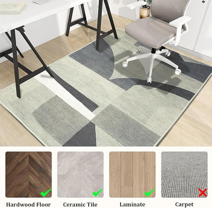 Office Chair Mat for Hardwood Floor, 72"x48" Easy Glide Computer Desk Mat Protector for Rolling Chair Under Desk Rug Nonslip Backing, Machine Wash, (Modern)
