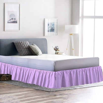 Bed Skirt - Ruffled Bed Skirt (Full XL, Lilac) 12 Inch Drop Dust Ruffle with Platform, 100% Cotton 800 Thread Count Fabric - Dust Ruffle Bedskirt for Easy Fitting and Easy Care