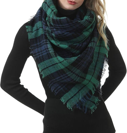 American Trends Women's Cozy Warm Winter Fall Blanket Scarf Stylish Soft Chunky Checked Giant Scarves Shawls