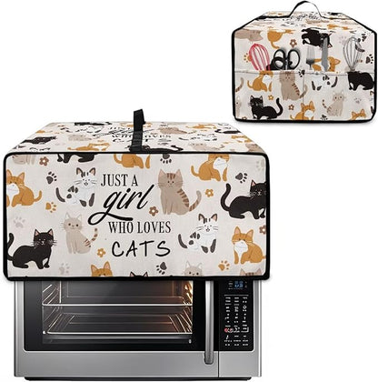 Waterproof Microwave Oven Grill Cover Protector Cartoon Cats Paw Print Foldable Microwave Oven Dust Cover with Storage Bags Just A Girl Print Case Protections for Toaster Oven, S