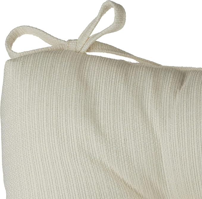 Klear Vu Omega Non-Slip Rocking Chair Cushion, Assembled in USA, Thick Tufted Design, Includes Seat Pad & Back Pillow with Ties, 17x17 Inches, 2-Piece Set, Solid Ivory